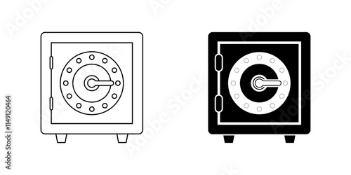 outline silhouett Safe deposit box icon set isolated on white background
