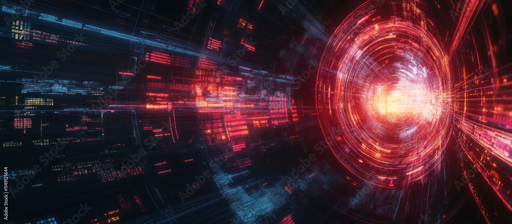 Obraz premium Soundwave with futuristic data visualization style, digital HUD overlay, 