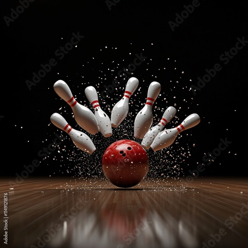 bowling ball hitting pins