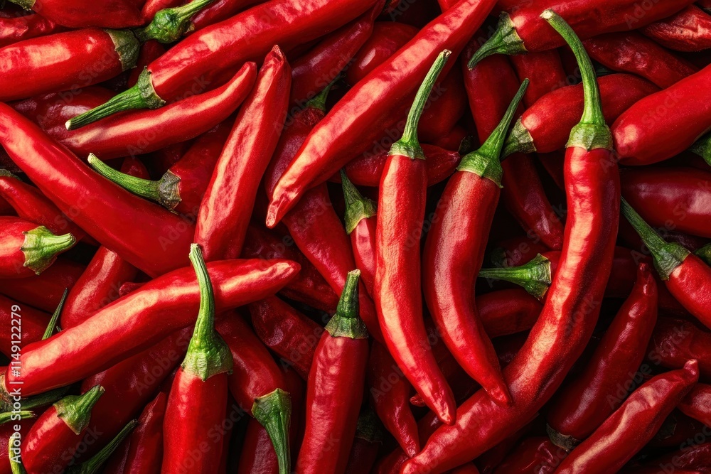 A vibrant pile of fresh red chilies, a spicy burst of color and flavor. A vibrant pile of fresh red chilies, a spicy burst of color and flavor.