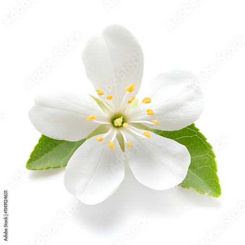 single white jasmine flower isolated on white background photo