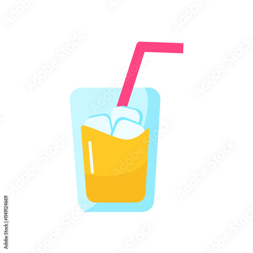 glass of orange juice illustration vector fresh drink with iced