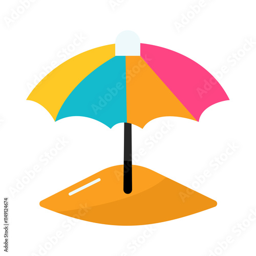  beach colorful umbrella on brown sand illustration vector beach summer relaxing holiday