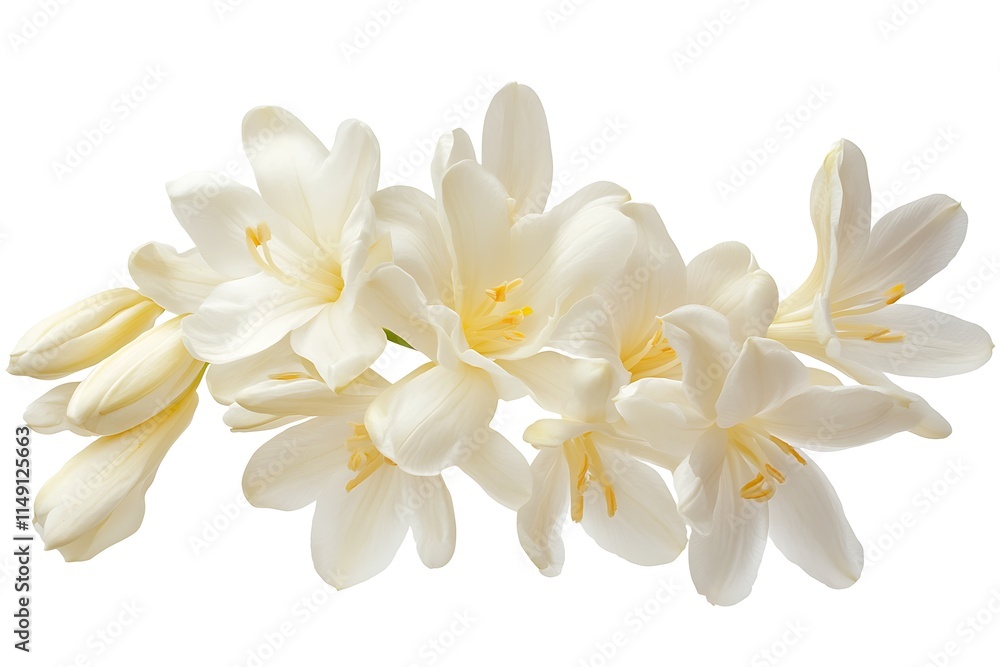 white freesia with long slender petals isolated on white background white freesia with long slender petals isolated on white background