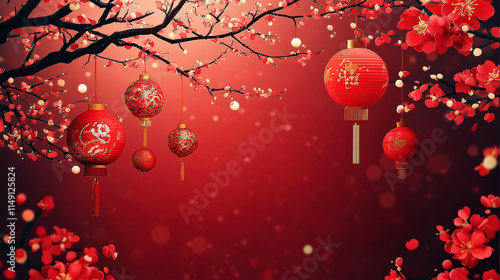 A festive invitation background image in red,Chinese new year. photo