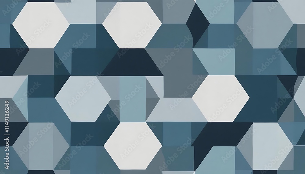 Abstract Hexagon Pattern in Shades of Blue and White Abstract Hexagon Pattern in Shades of Blue and White