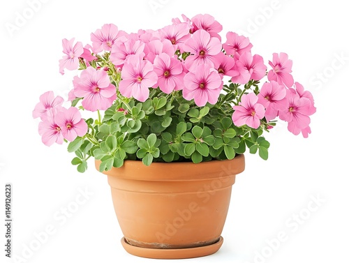 Wallpaper Mural pink geranium plant in a terracotta pot isolated on white background Torontodigital.ca