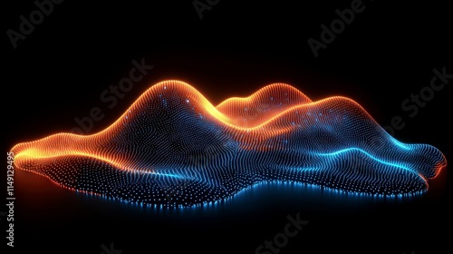 A digital background with flowing glowing particles, visualized in 3D to represent the intricate complexities of big data technologies and their continuous movement in the digital realm.