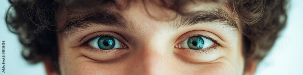 Young man showing expressive blue eyes and smiling