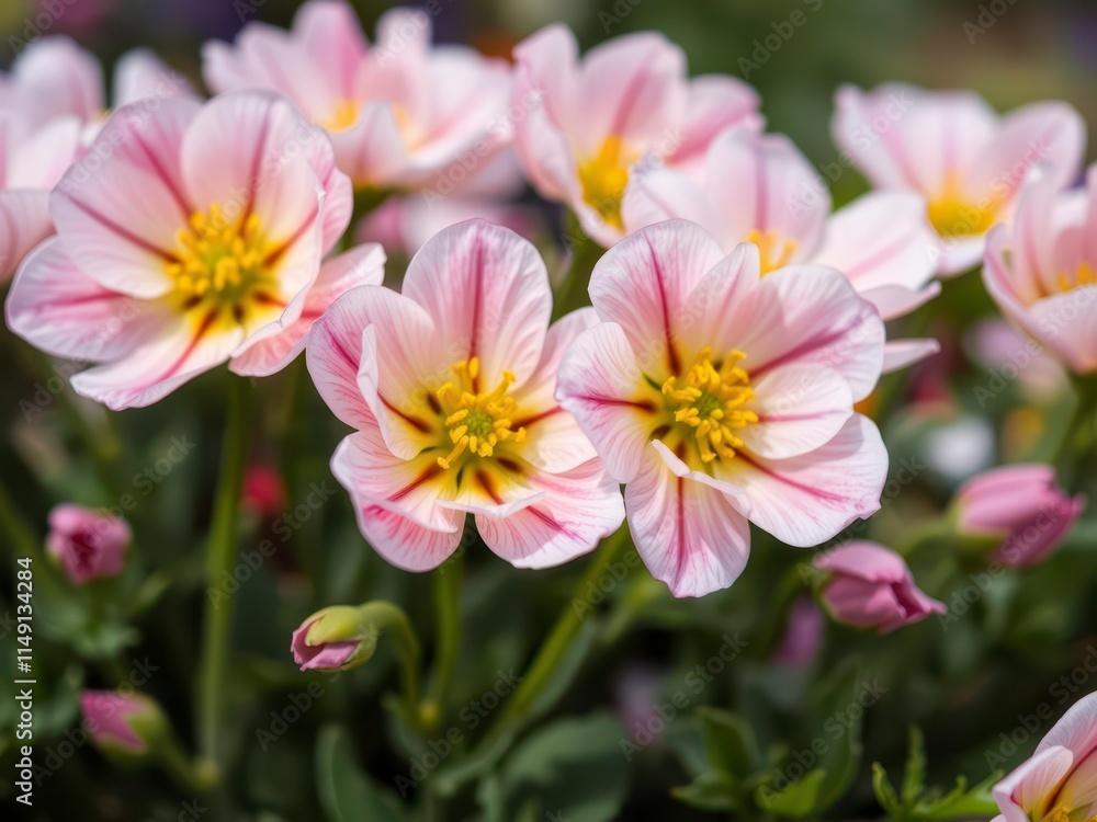 Close-up of delicate pink and white ranunculus flowers in full bloom, spring, delicate, blooming Close-up of delicate pink and white ranunculus flowers in full bloom, spring, delicate, blooming