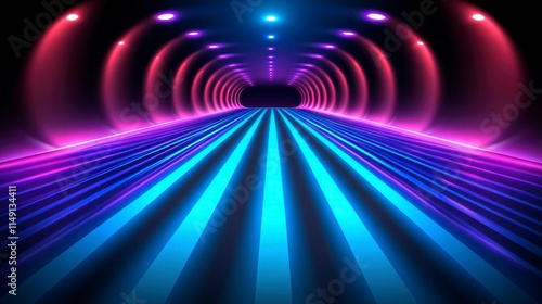 Abstract AI concept showcasing neural networks and deep learning with wave equalizer patterns in blue and purple lines, symbolizing the digital transformation of technology.
