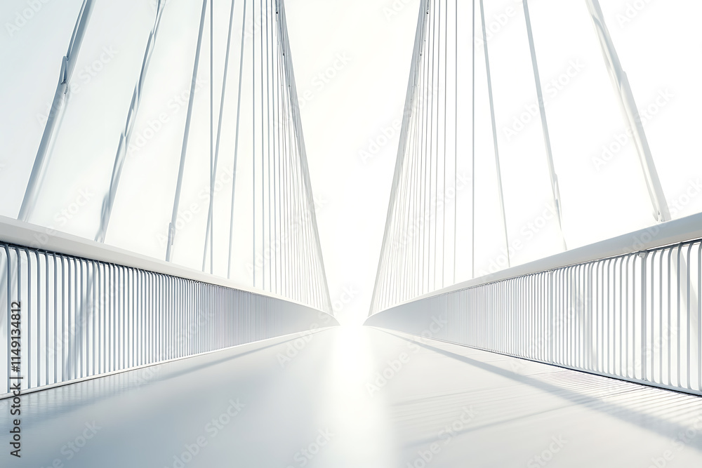Obraz premium Modern White Bridge - Minimalist Architecture