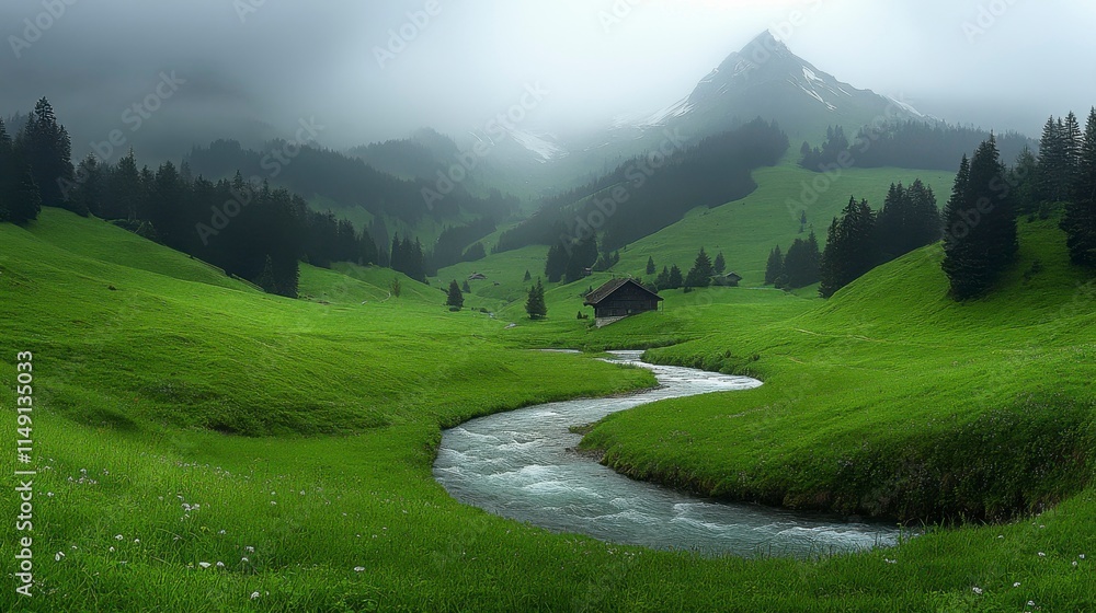 Scenic panorama of the Areuse River flowing through the Neuchâtel Jura in Switzerland, with rolling hills, dense forests, and clear waters, showcasing the peaceful charm of the region. Scenic panorama of the Areuse River flowing through the Neuchâtel Jura in Switzerland, with rolling hills, dense forests, and clear waters, showcasing the peaceful charm of the region.