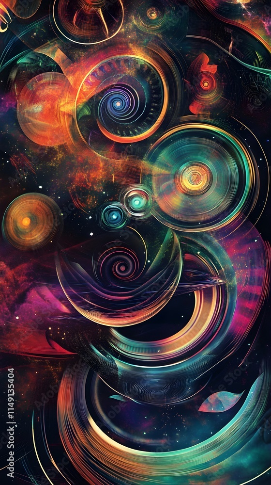 Swirling Colors and Abstract Shapes Create a Mesmerizing Art Piece Filled with Depth and Movement, Invoking a Sense of Cosmic Wonder and Imagination Swirling Colors and Abstract Shapes Create a Mesmerizing Art Piece Filled with Depth and Movement, Invoking a Sense of Cosmic Wonder and Imagination