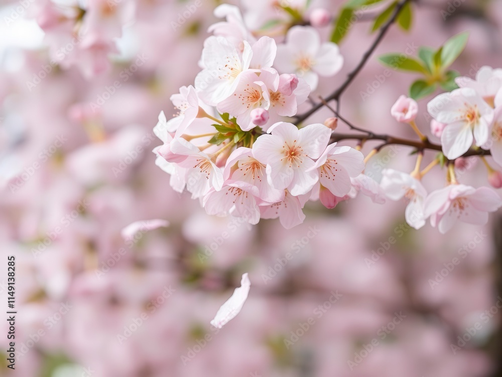 Pink sakura petals gently fall against a soft pastel background, beauty, season Pink sakura petals gently fall against a soft pastel background, beauty, season