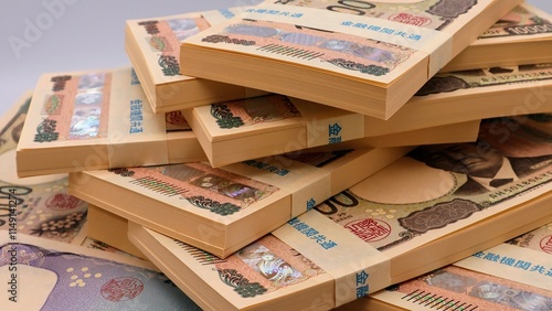 札束の山のクローズアップ