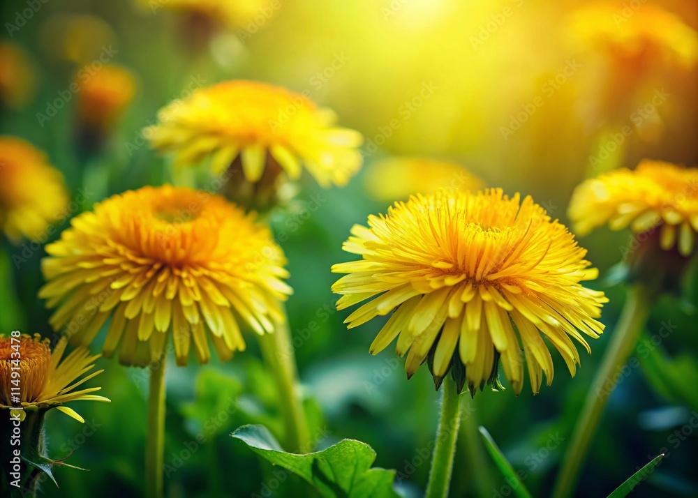Low Light Dandelion Closeup Photography, Yellow Flower Macro, Grass Background, Night Bloom, Floral Image Low Light Dandelion Closeup Photography, Yellow Flower Macro, Grass Background, Night Bloom, Floral Image