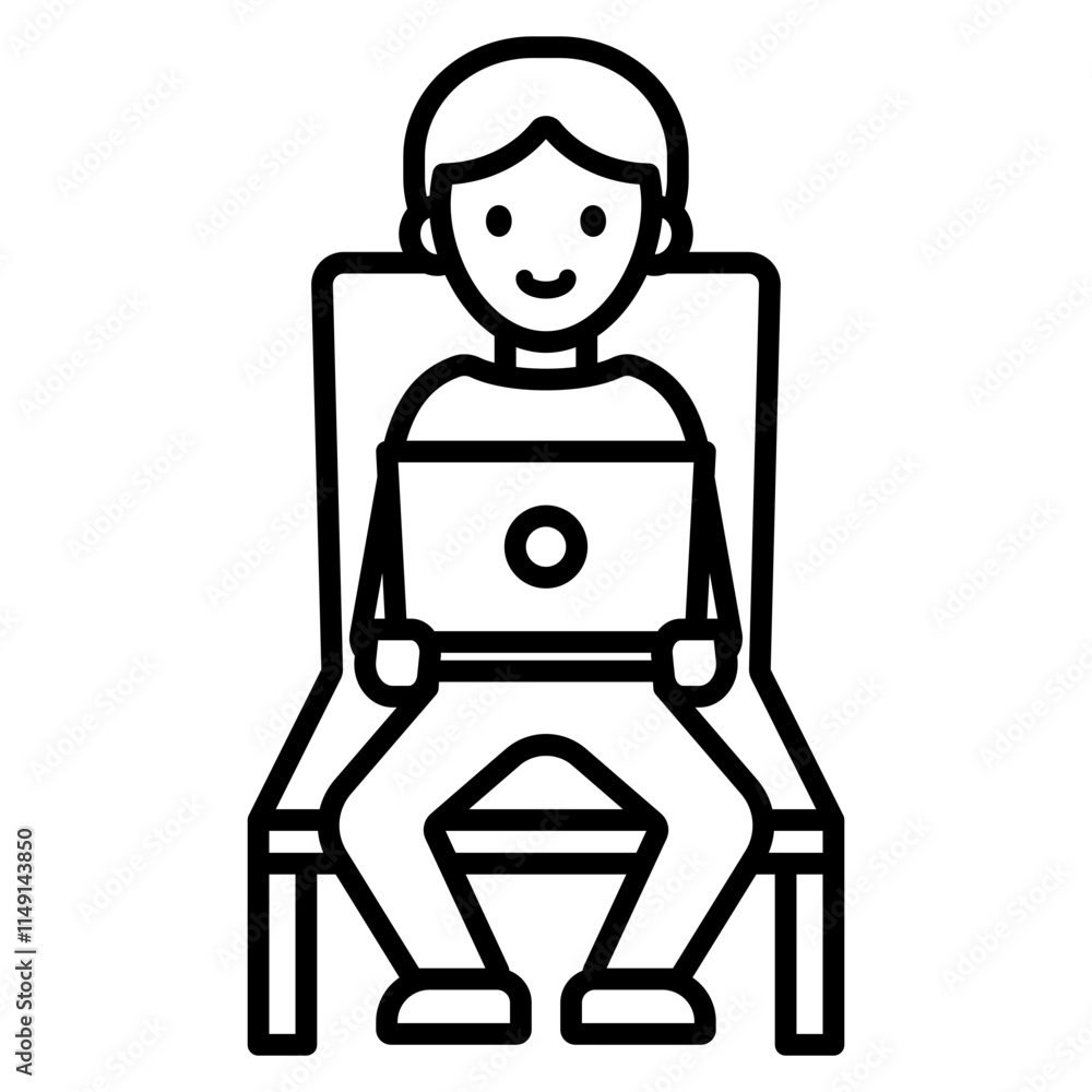 노트북을 사용하고 있는 남자 아이콘 노트북을 사용하고 있는 남자 아이콘
