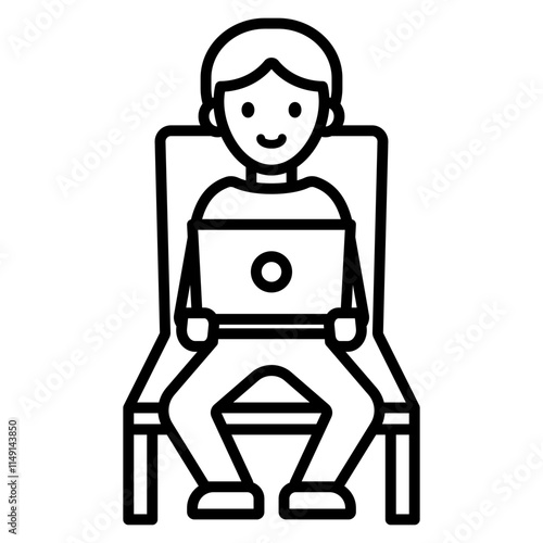 노트북을 사용하고 있는 남자 아이콘