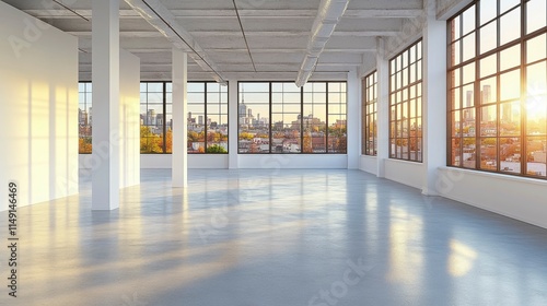 Minimalistic abstract white interior with empty walls, showcasing a modern and clean environment, perfect for illustrating contemporary design and 3D visualization concepts.