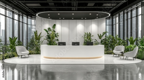 Minimalistic abstract white interior with empty walls, showcasing a modern and clean environment, perfect for illustrating contemporary design and 3D visualization concepts.