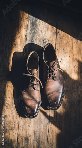 Vintage Leather Shoes with Natural Shadows