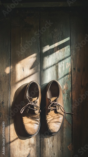 Vintage Leather Shoes with Natural Shadows