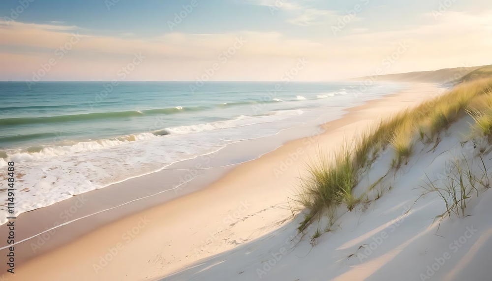 Serene Coastal Scene Soft Waves Sandy Beach Serene Coastal Scene Soft Waves Sandy Beach