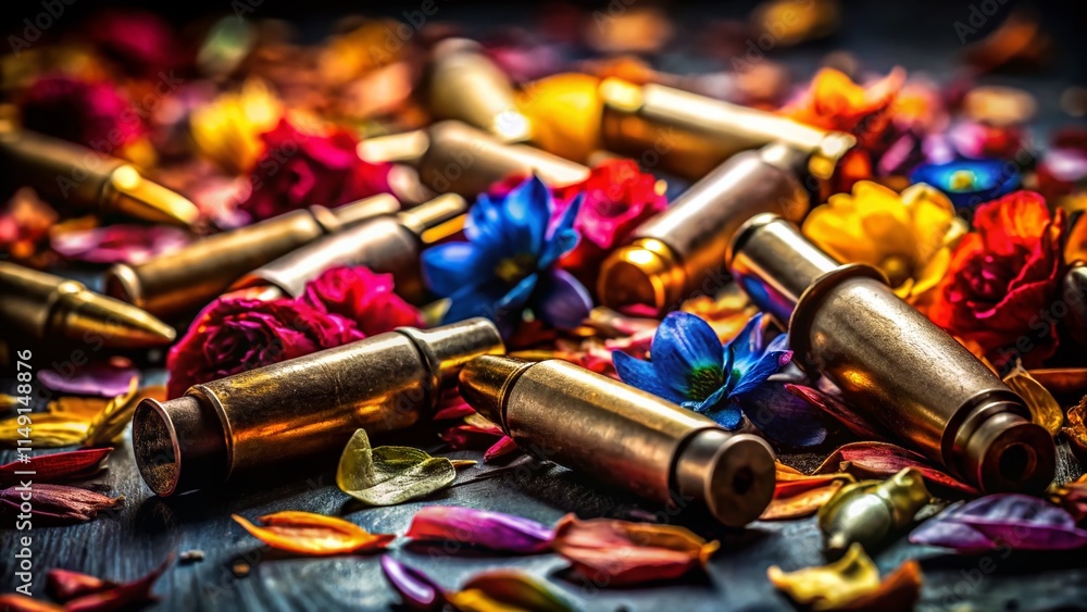 Low Light Still Life: Flower-Filled Bullet Casings - Artistic Photography Low Light Still Life: Flower-Filled Bullet Casings - Artistic Photography