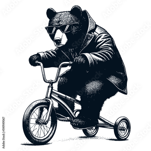 bear ridding bike