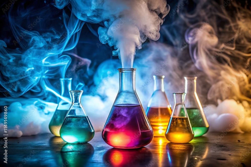 Luminous Science: Colorful Flasks & Ethereal Smoke in a Lab Setting Luminous Science: Colorful Flasks & Ethereal Smoke in a Lab Setting