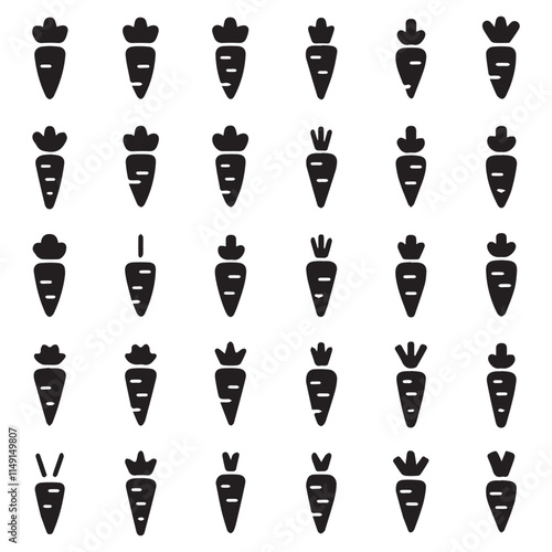 Set of Black and White Carrot Icons bundle design.