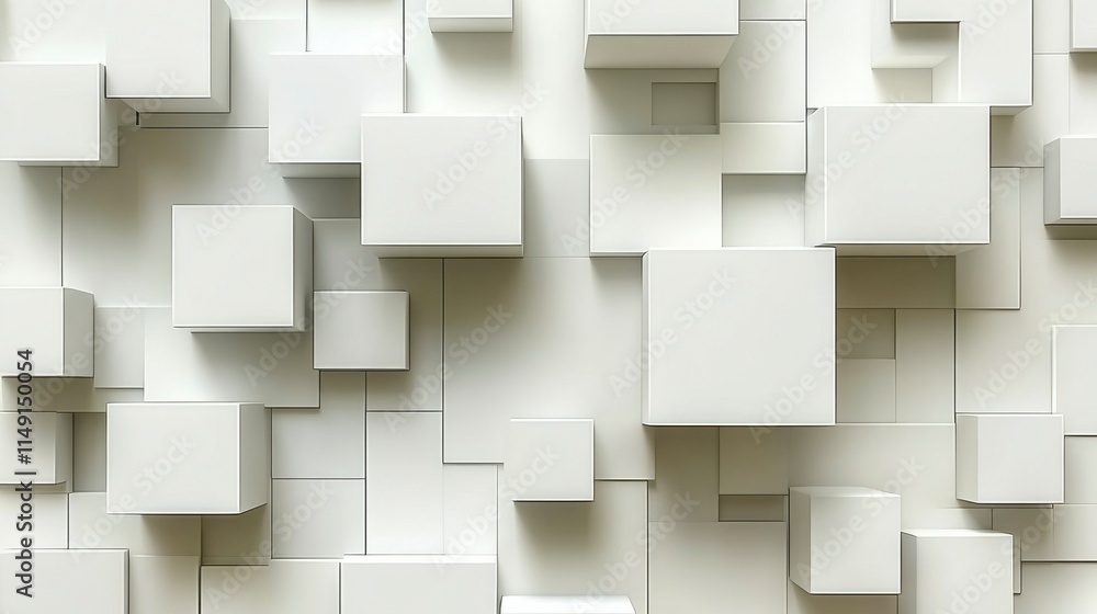 Abstract white geometric pattern background with digitally rendered shapes, providing a modern, stylish foundation for business, technology, and corporate-themed design presentations.