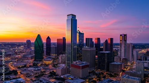 Vibrant sunset skyline over dallas: a stunning urban panorama