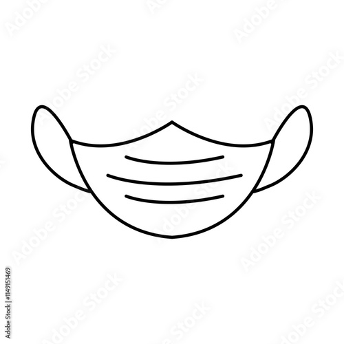 Medical mask line icon. vector flat black linear illustration for web and app..eps