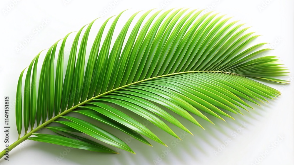 Obraz premium Lush Green Coconut Leaf on White Background: 3D Rendered Photography Art