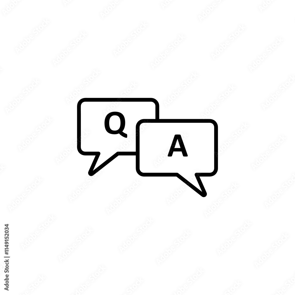 Naklejka premium Question answer icon.vector flat black linear illustration for web and app..eps