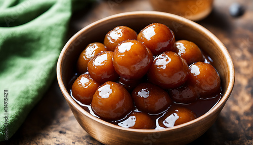 a bowl of gulab jamun and rasgula soaked in syrup