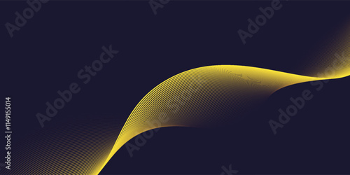 Abstract wave background with yellow line color element. Dynamic wave pattern. Modern flowing wavy lines. Futuristic technology concept. Suit for banner, poster, cover, brochure, flyer