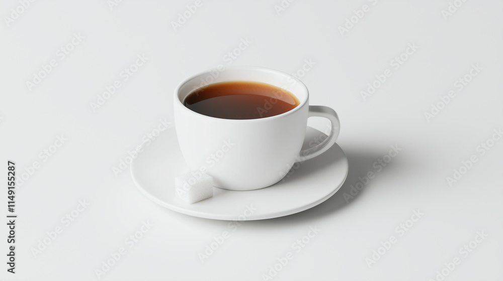 A detailed image of a freshly brewed espresso in a small white cup, with a saucer holding a single sugar cube, all against a white background to emphasize the coffee's rich color and texture. A detailed image of a freshly brewed espresso in a small white cup, with a saucer holding a single sugar cube, all against a white background to emphasize the coffee's rich color and texture.