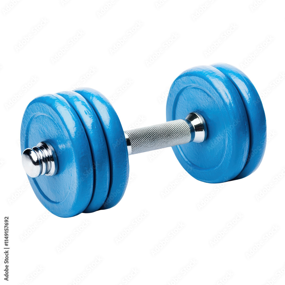 Bright blue dumbbell for fitness training Bright blue dumbbell for fitness training