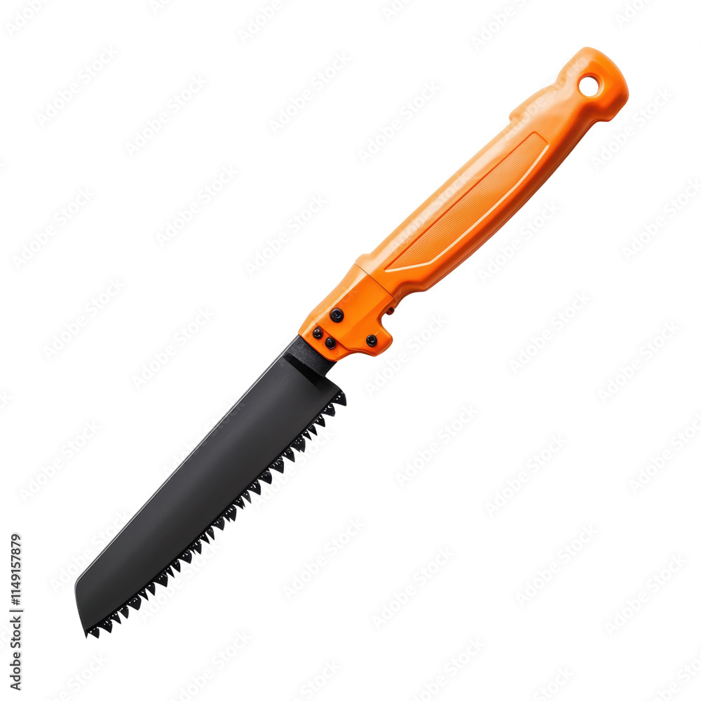 Durable orange-handled folding saw for outdoor use Durable orange-handled folding saw for outdoor use