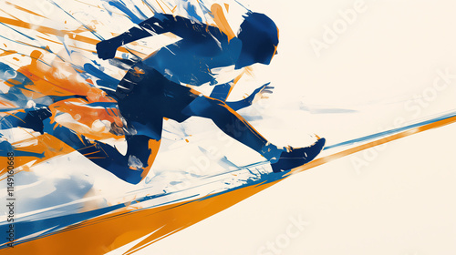 Dynamic Abstract Runner Artwork Capturing Motion and Energy in Vibrant Colors