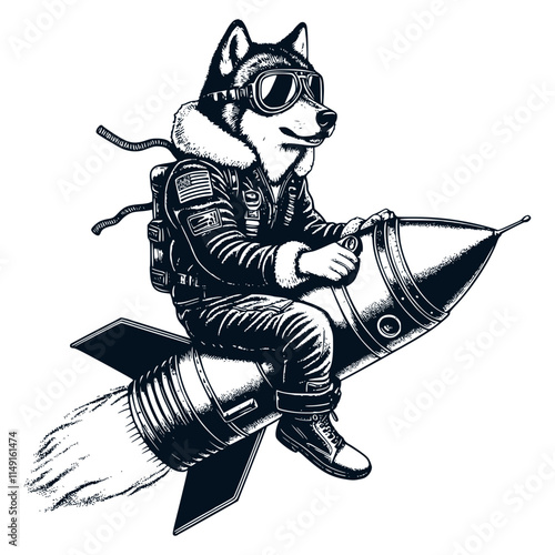 wolf on rocket photo