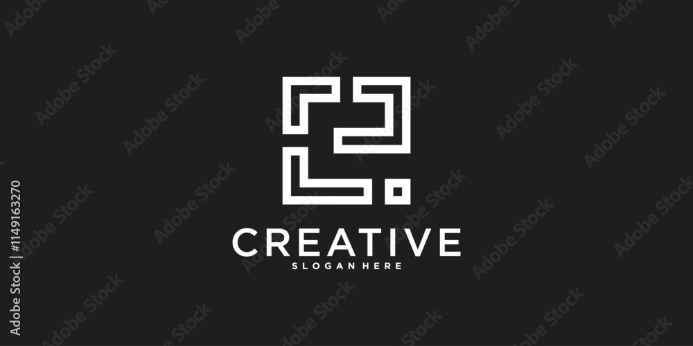 Abstract letter E logo design with line style Abstract letter E logo design with line style