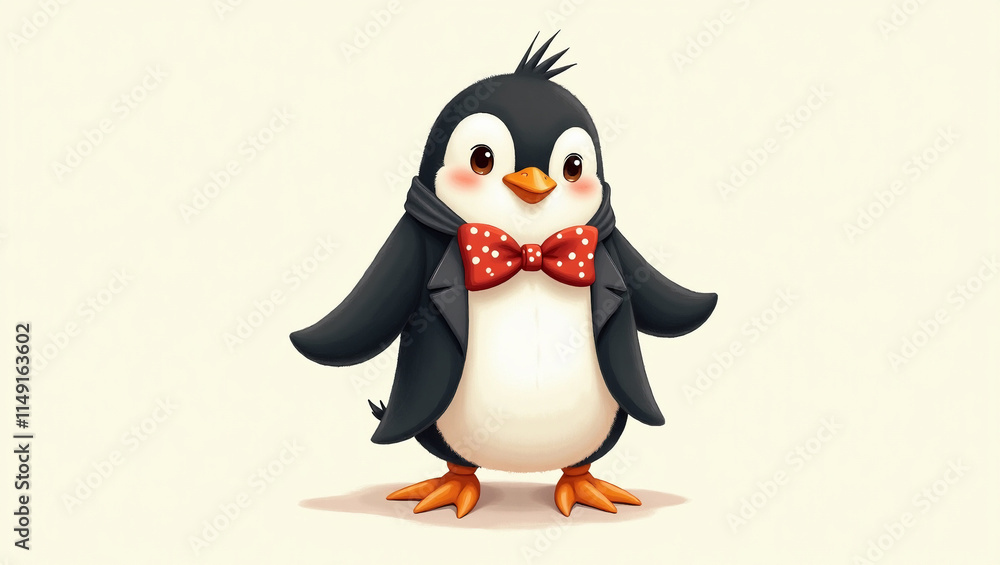 Fototapeta premium A clumsy penguin with a bowtie
