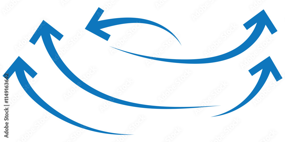 Arrow up icons. Set of curve rise increase arrows. Growth pictogram isolated. Vector illustration. Arrow up icons. Set of curve rise increase arrows. Growth pictogram isolated. Vector illustration.