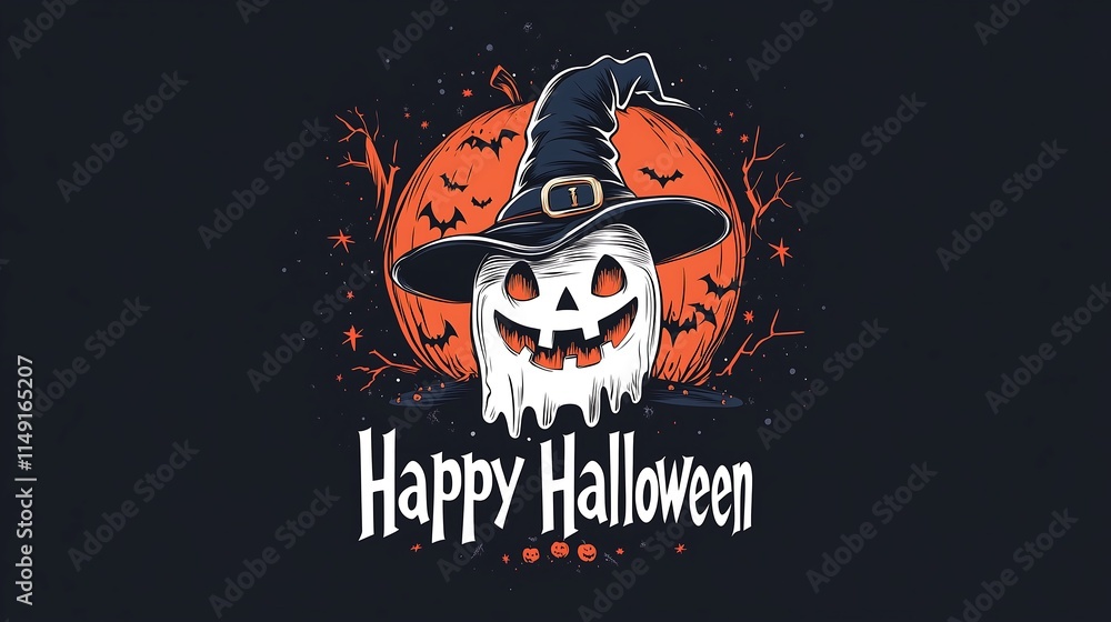 Cute Skull in Witch Hat for Halloween Logo Design,キュートなスカルとウィッチハットのハロウィーンロゴデザイン.Generative AI Cute Skull in Witch Hat for Halloween Logo Design,キュートなスカルとウィッチハットのハロウィーンロゴデザイン.Generative AI