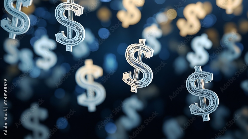 Floating Dollar Signs Against a Dark Background Floating Dollar Signs Against a Dark Background