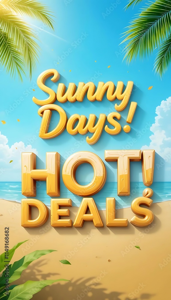 Obraz premium 3D realistic text Sunny Days, Hot Deals